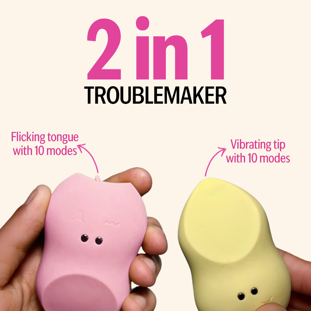 2-in-1 tongue massager with flicking tongue and vibrating tip