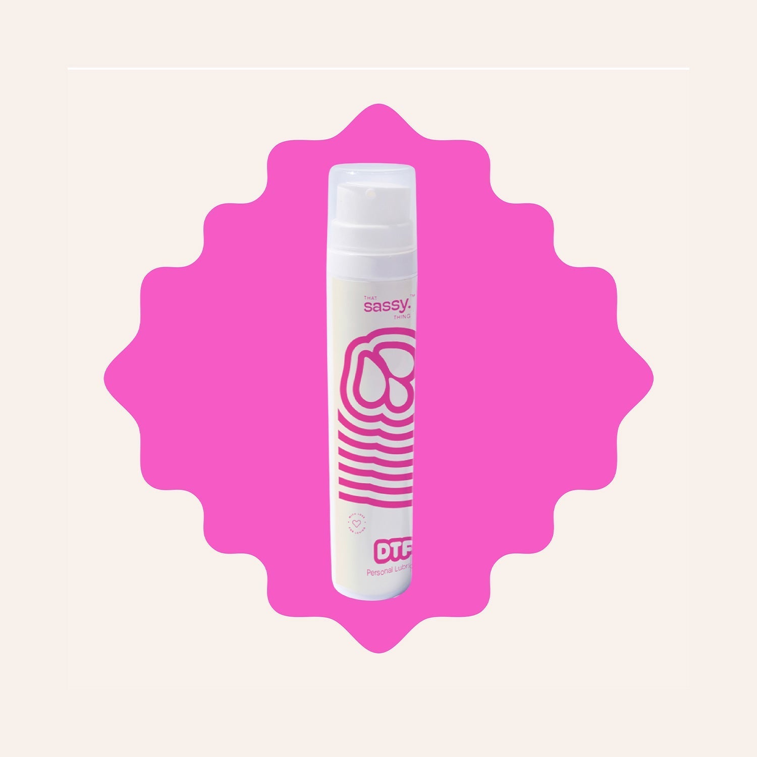 DTF All Natural Water-Based Personal Lubrication Gel Kept On A Pink Background.