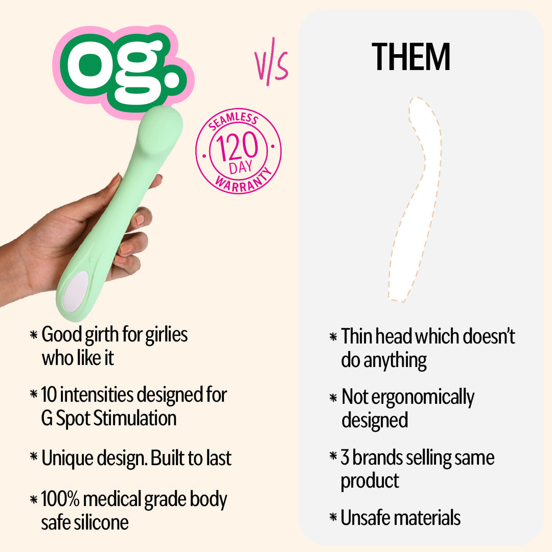 OG massager for women versus competitors, highlighting ergonomic design, G-Spot stimulation, and body-safe silicone.