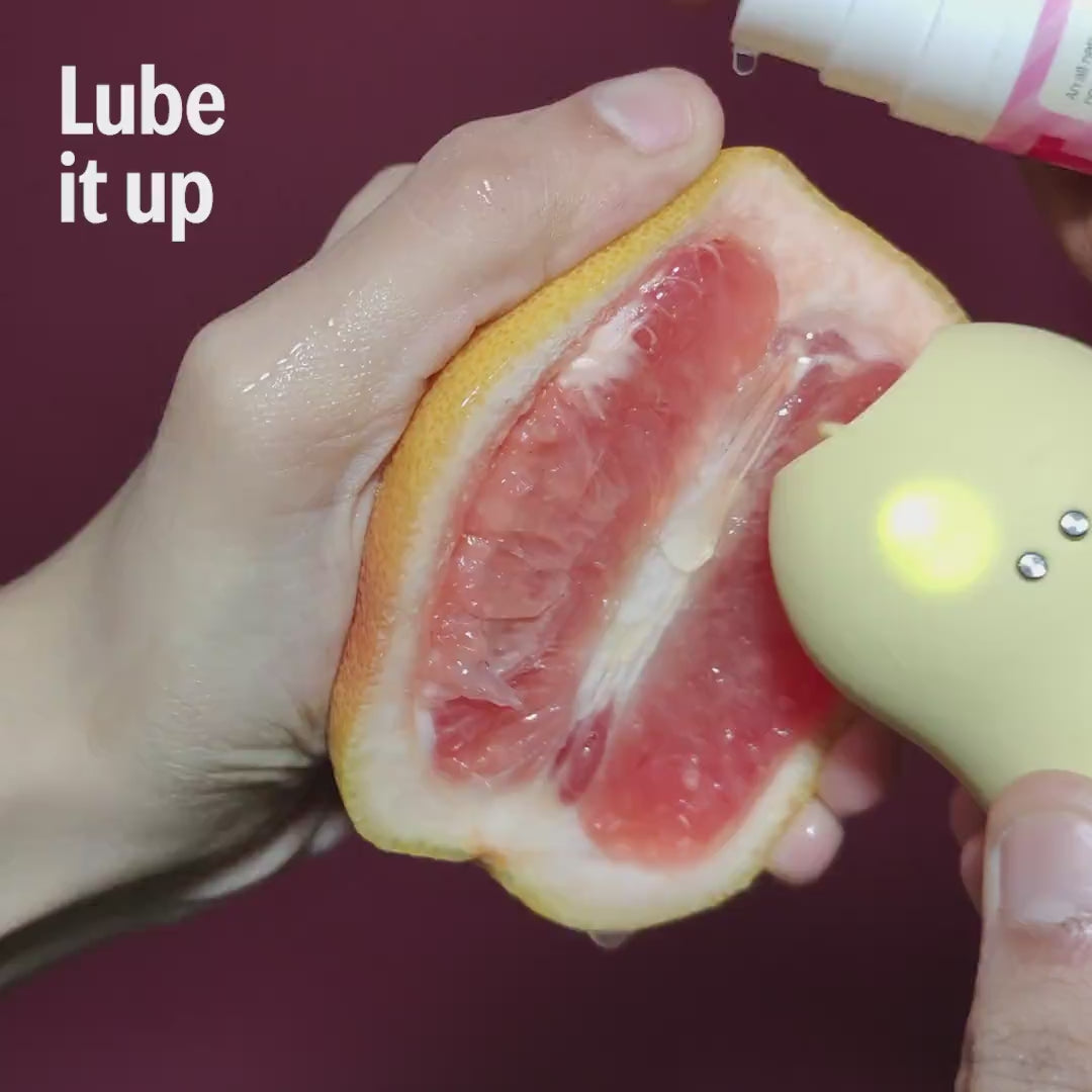 tongue massager product demo with water based lubricant