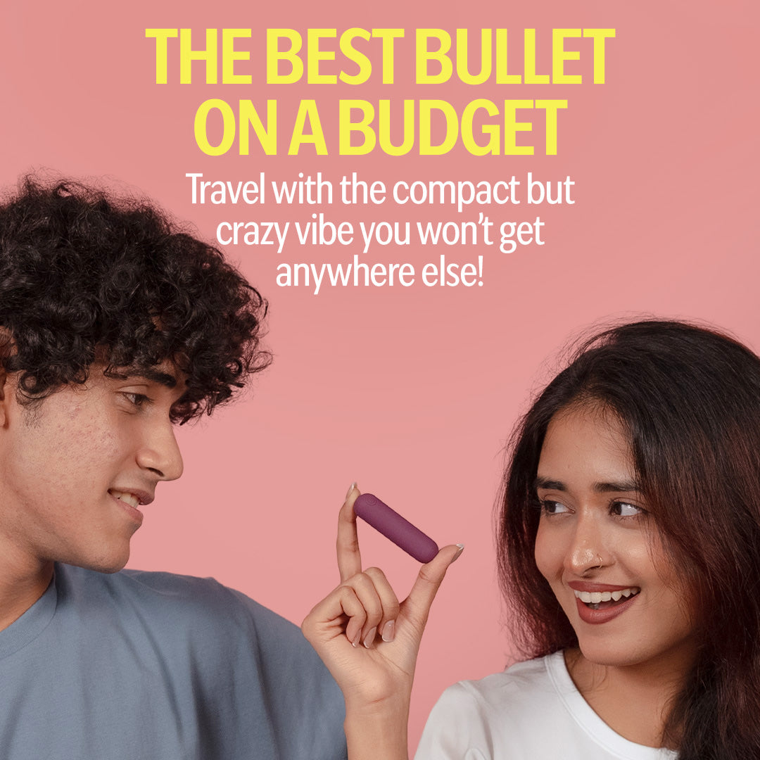 Couple holding a compact budget friendly bullet massager